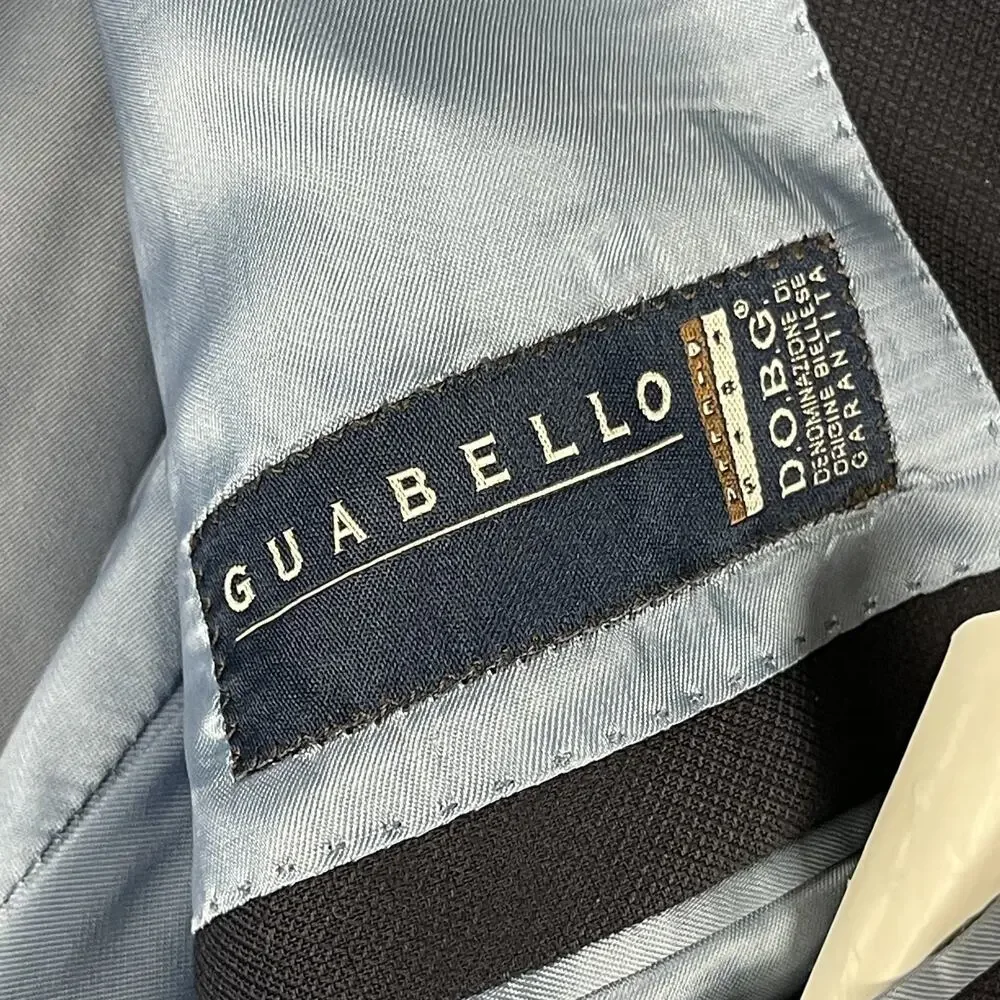 J Hilburn Wool Blazer Sport Coat Mens 46R‎ Navy Blue Guabello Italian 2 Button